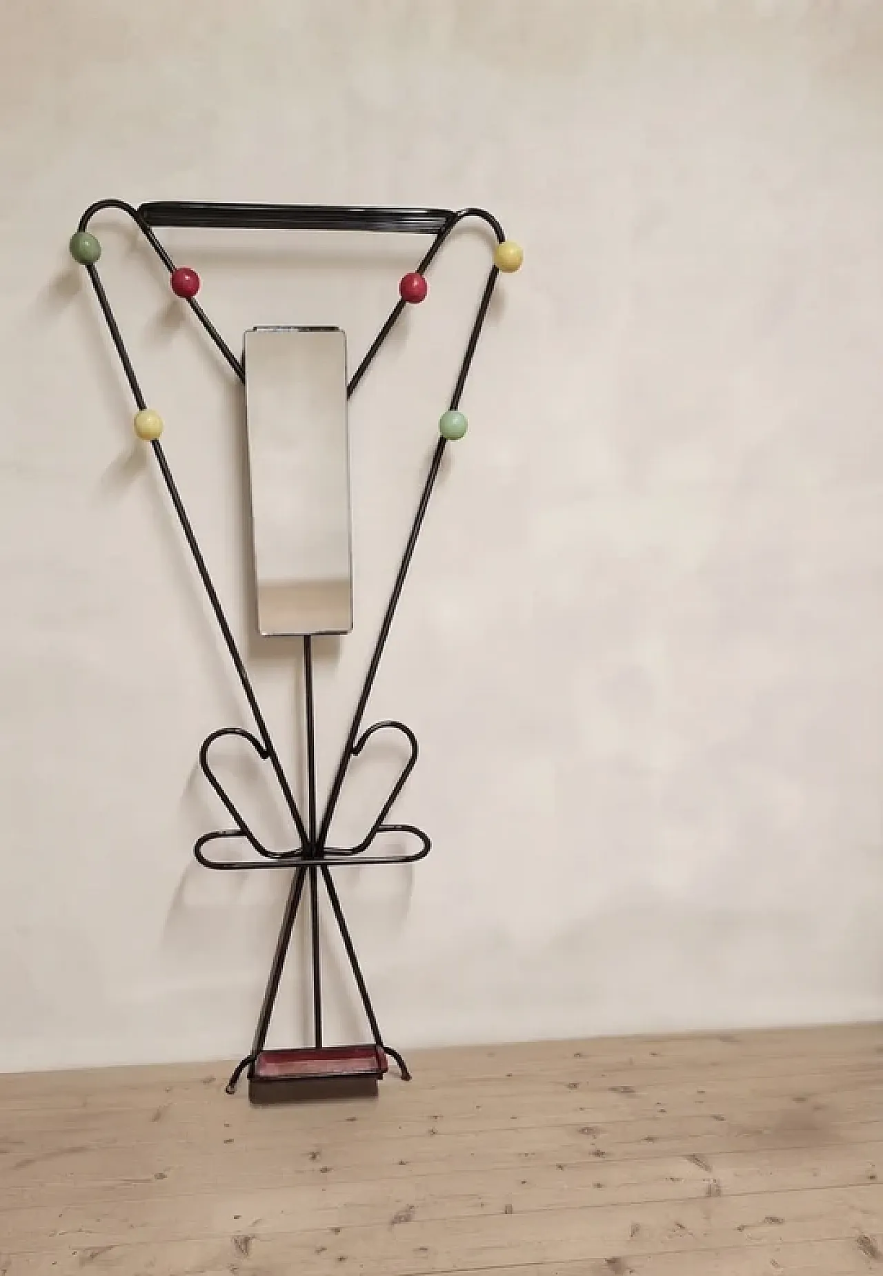 Coat rack attr. to Roger Feraud, metal with coloured spheres, 1970s 4