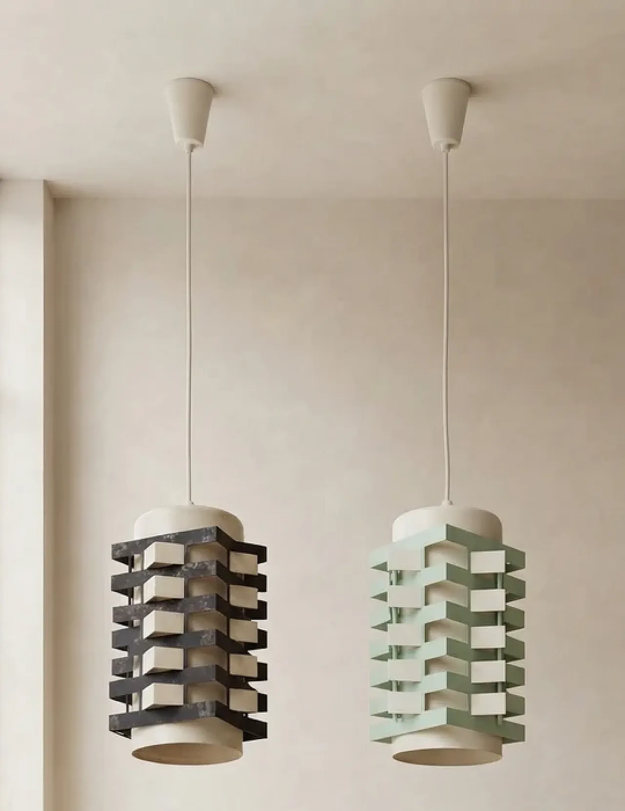 Coppia di lampade da tavolo, design scultoreo in metallo, anni '70 8