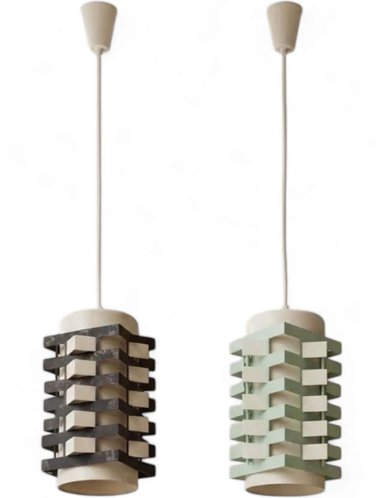 Coppia di lampade da tavolo, design scultoreo in metallo, anni '70 12