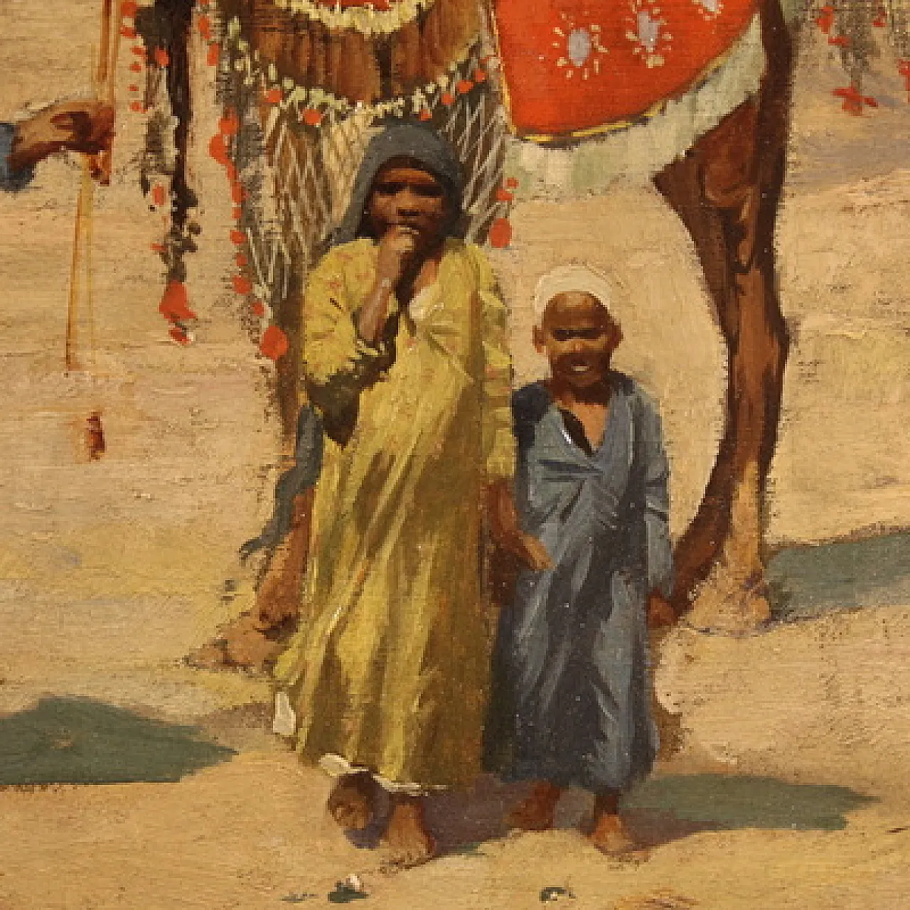 Orientalist painting signed A. Rossi and dated 1893, caravan in the desert 5