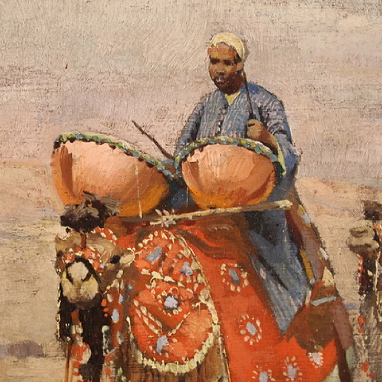 Orientalist painting signed A. Rossi and dated 1893, caravan in the desert 10
