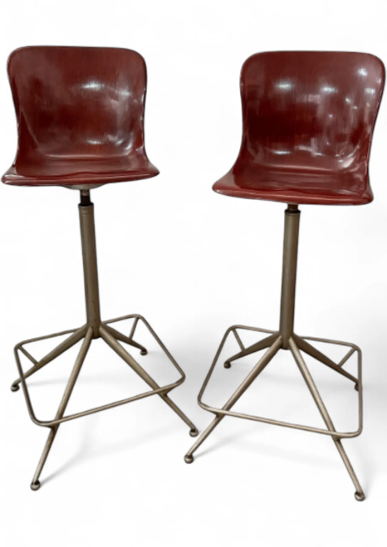 Pair of revolving bar stools by Carlo Ratti in Bakelite, 1970s 6
