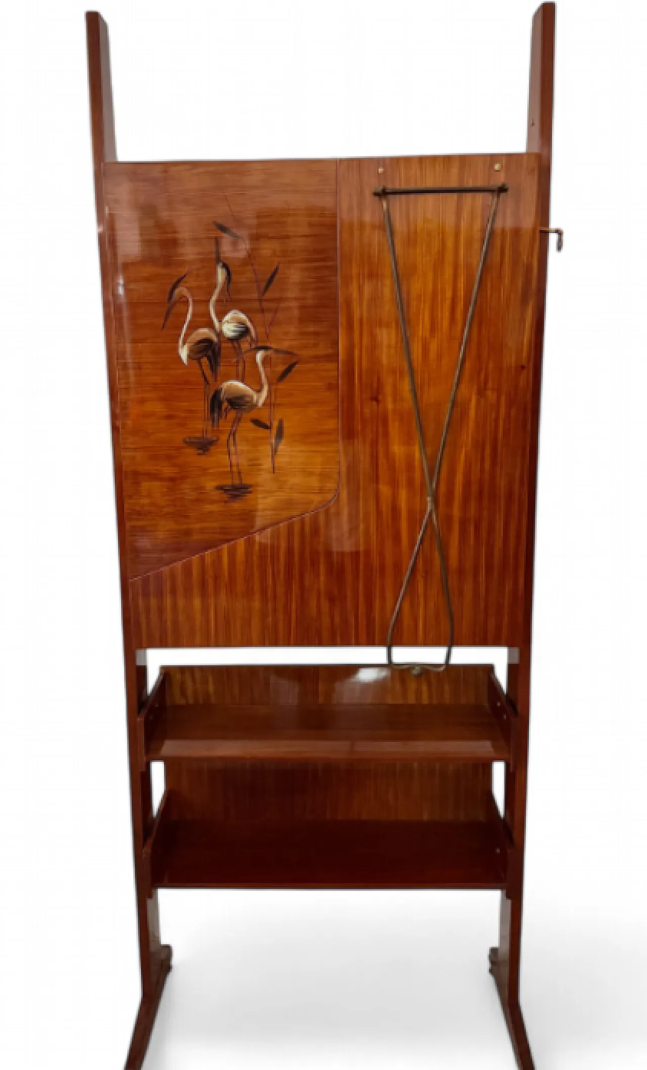 Mobile bar in mogano con piano estraibile e luce integrata, anni ’60 13
