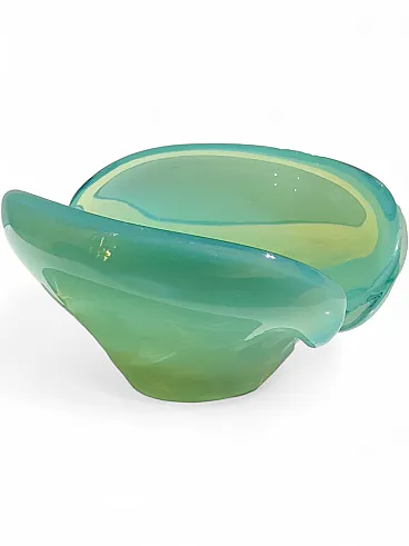 Murano uranium glass ashtray / vide poche, sommerso glass, 1950s