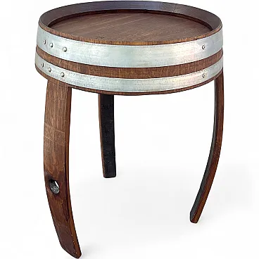 Three-legged wooden barrel table, 1980s