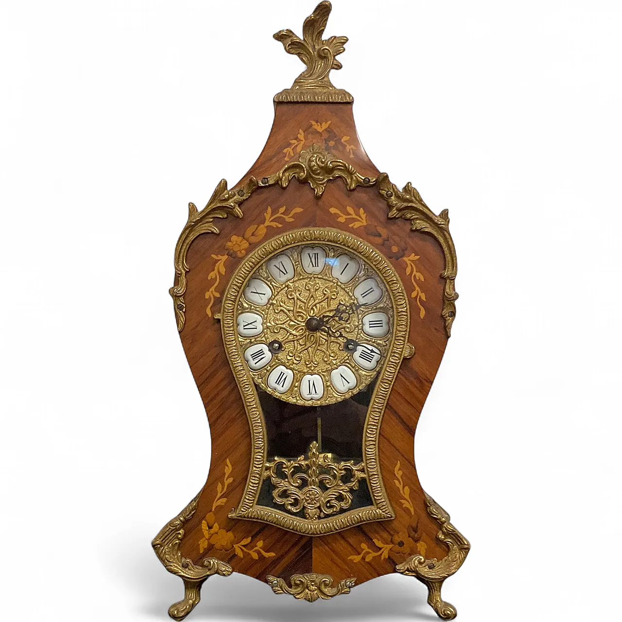 Mantel clock with gilded bronze frame and inlays, 1960s 12