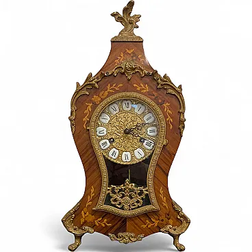 Mantel clock with gilded bronze frame and inlays, 1960s