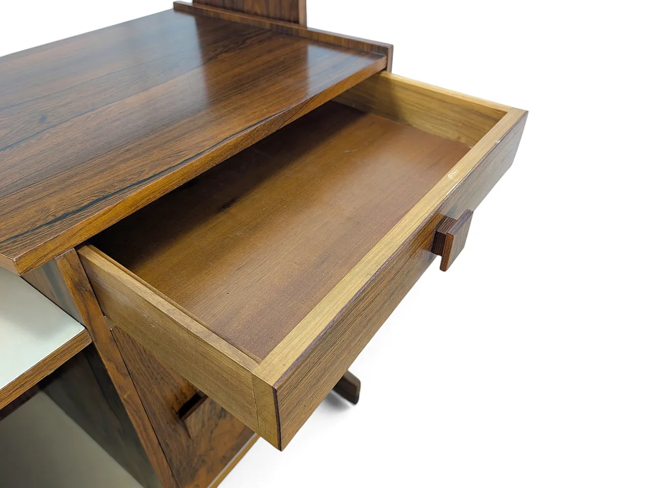 Wooden bar counter with stools and cabinet, 1960s 9