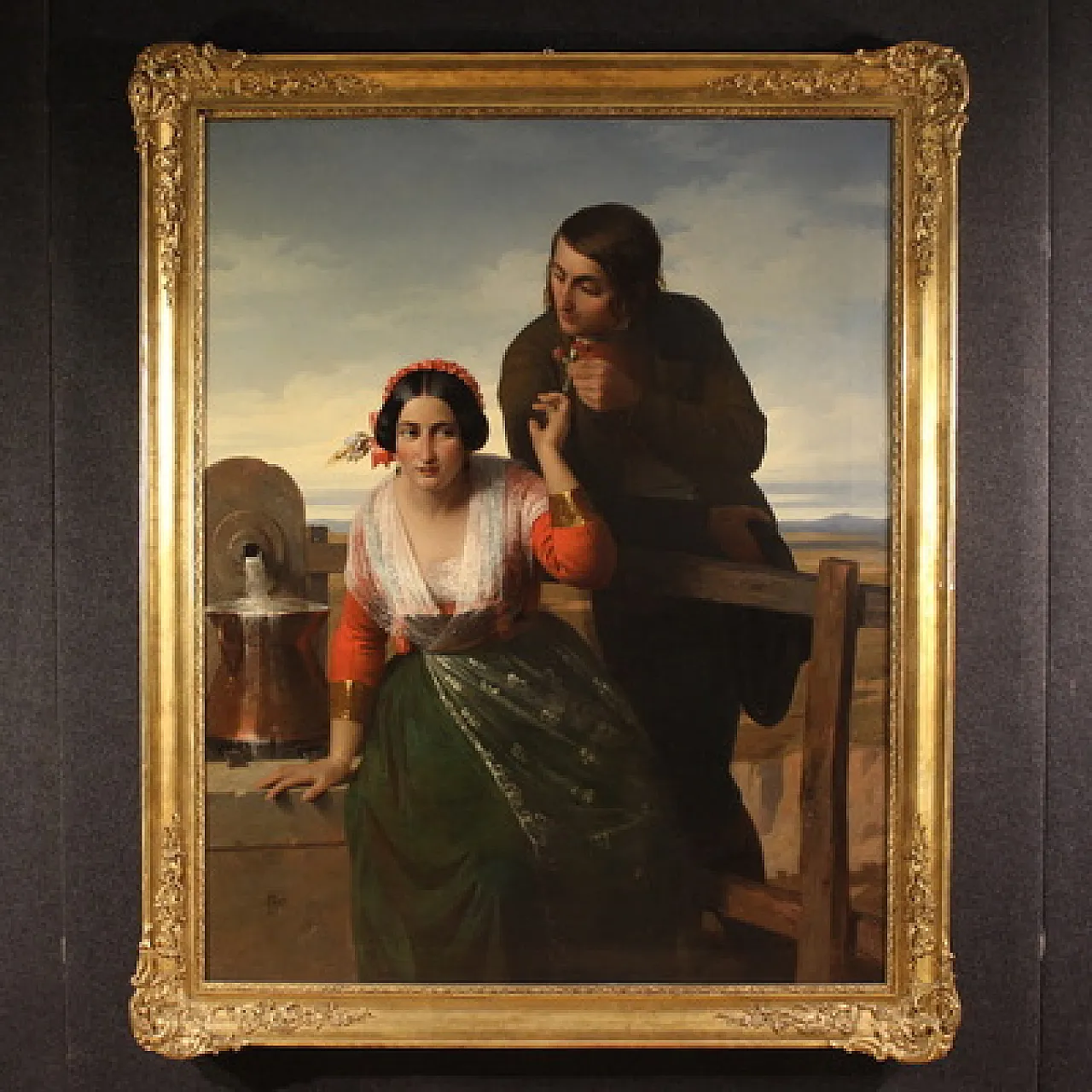 Grande quadro siglato FB e datato 1853, gli innamorati 1