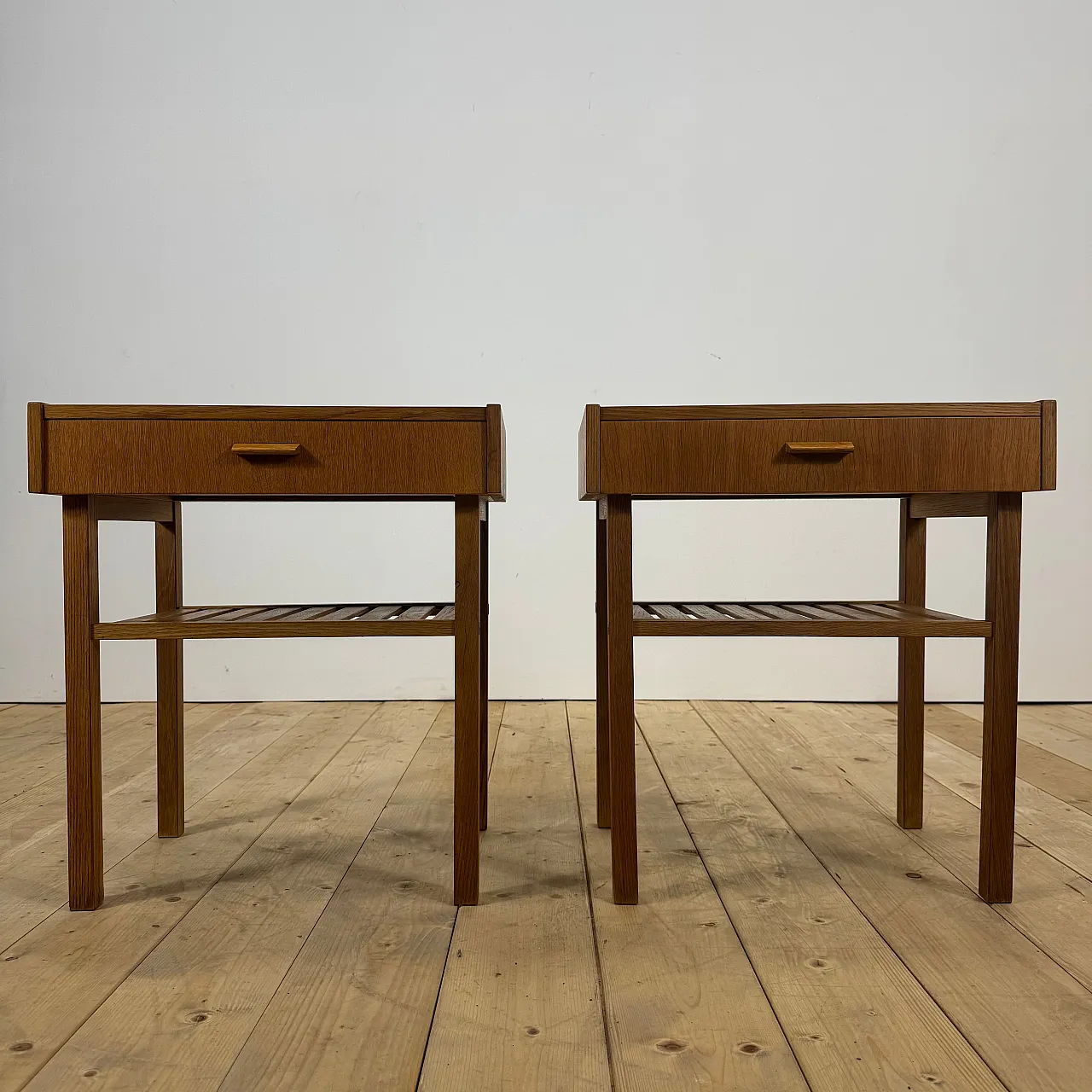 Pair of Swedish teak bedside tables with Scandinavian design, 1960s 2