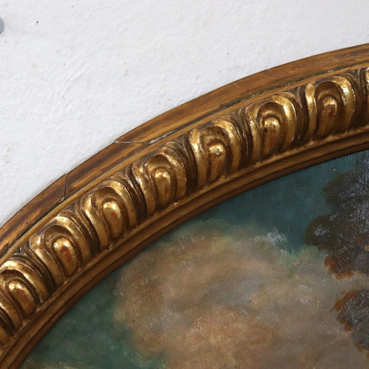 Oil painting on wood signed G. Ceragioli, putti with flowers, early 1900s 14