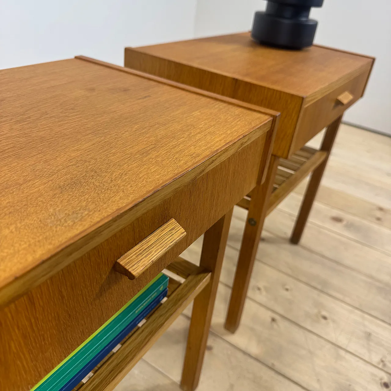 Pair of Swedish teak bedside tables with Scandinavian design, 1960s 5