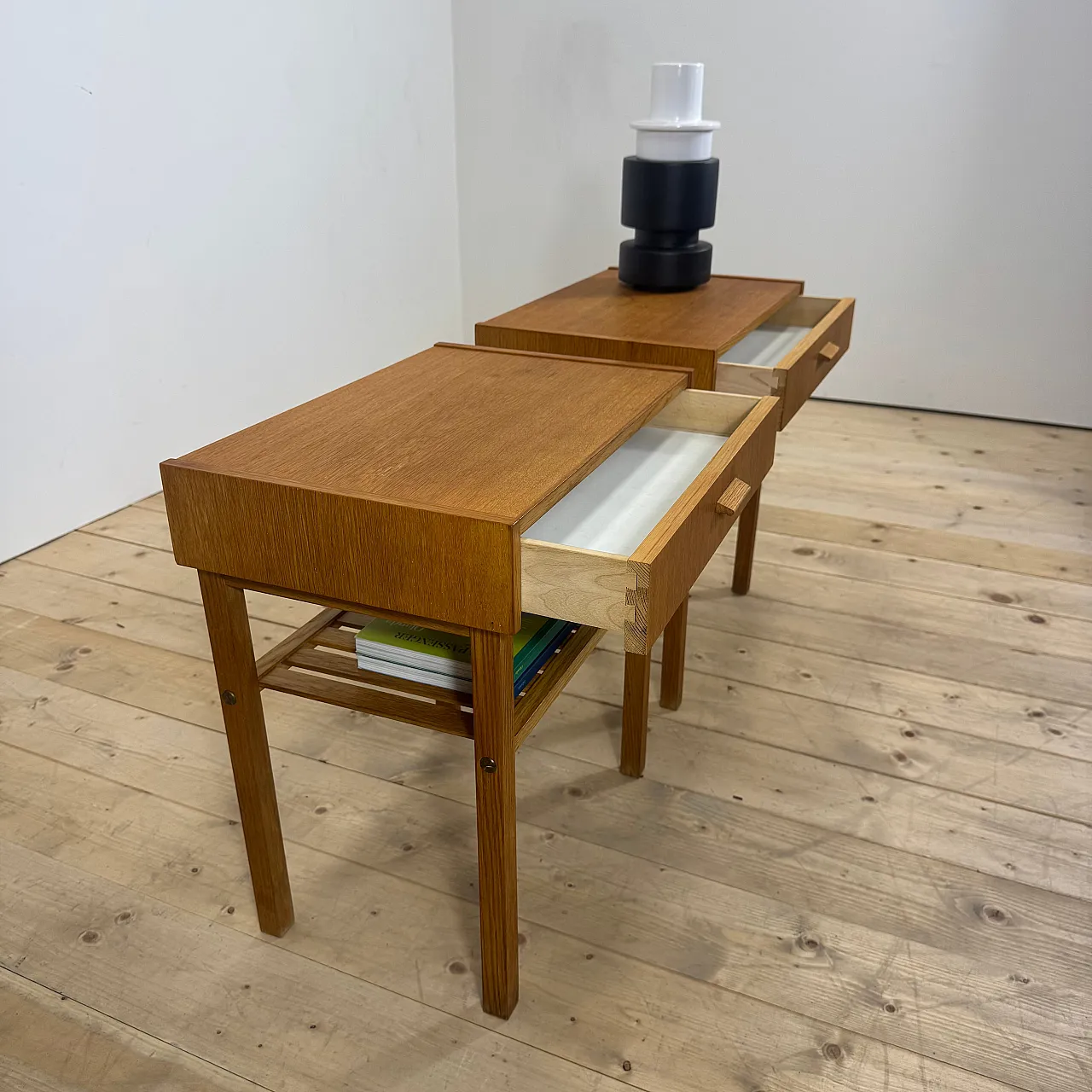 Pair of Swedish teak bedside tables with Scandinavian design, 1960s 6