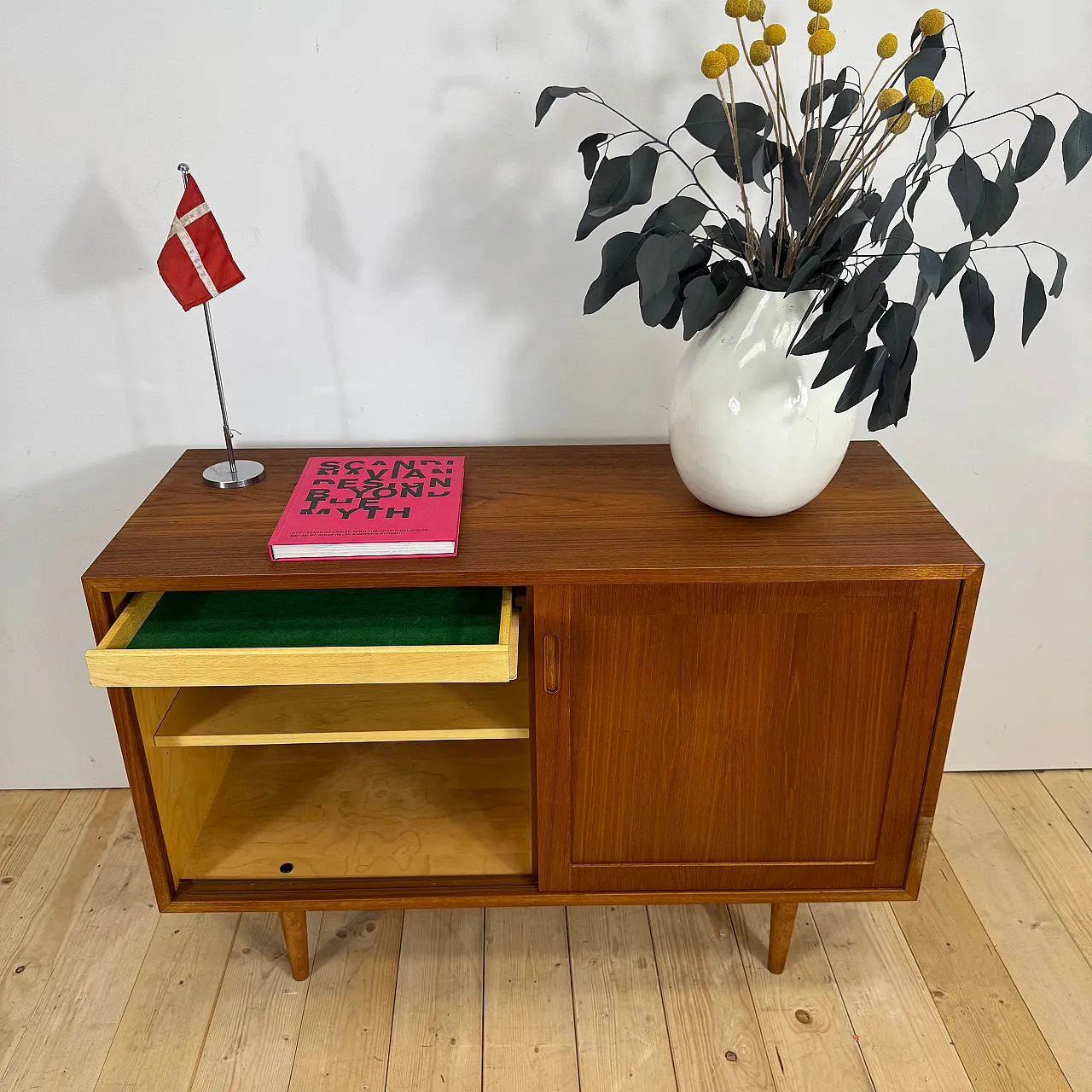 Danish teak sideboard with sliding doors, 1960s 4
