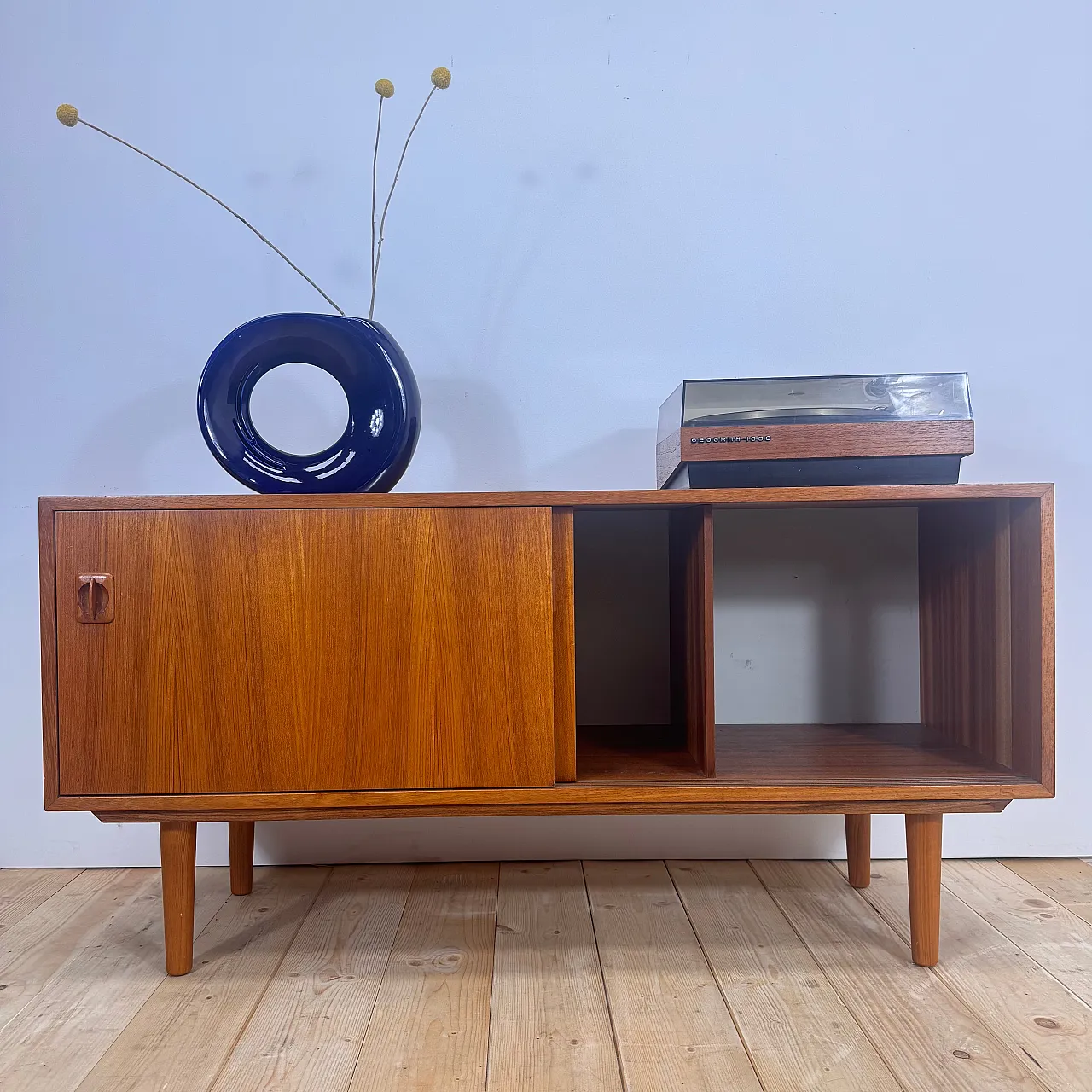 Teak sideboard with internal record holder, 1960s 3