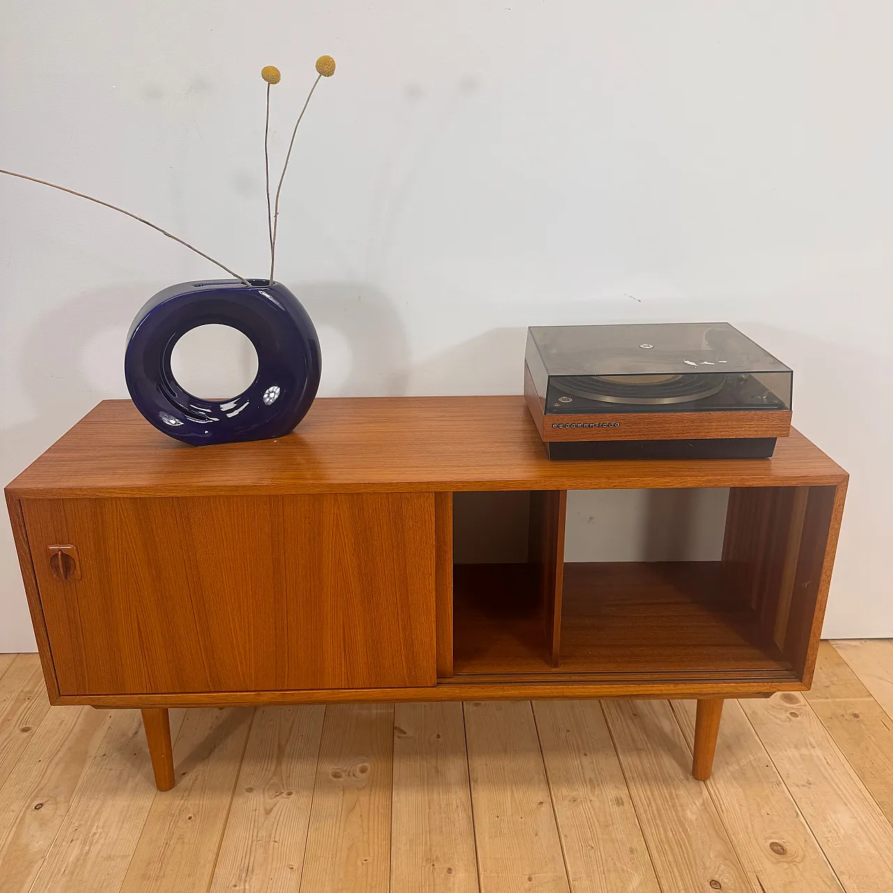 Teak sideboard with internal record holder, 1960s 4
