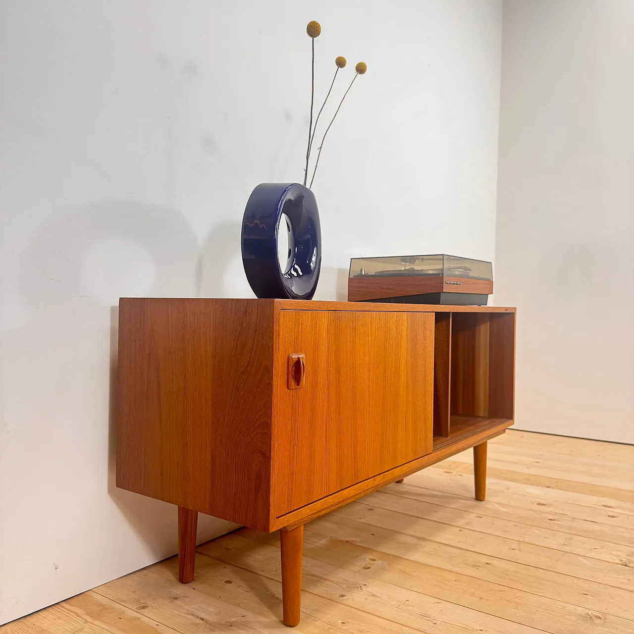 Teak sideboard with internal record holder, 1960s 5