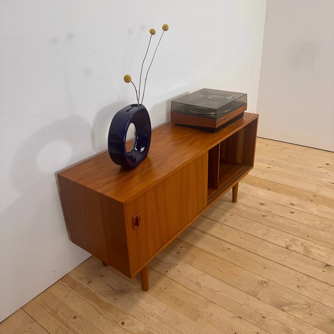 Teak sideboard with internal record holder, 1960s 6