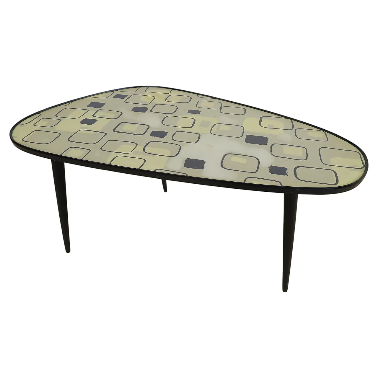 Mid-century low table in Formica and wood, 1970s 1