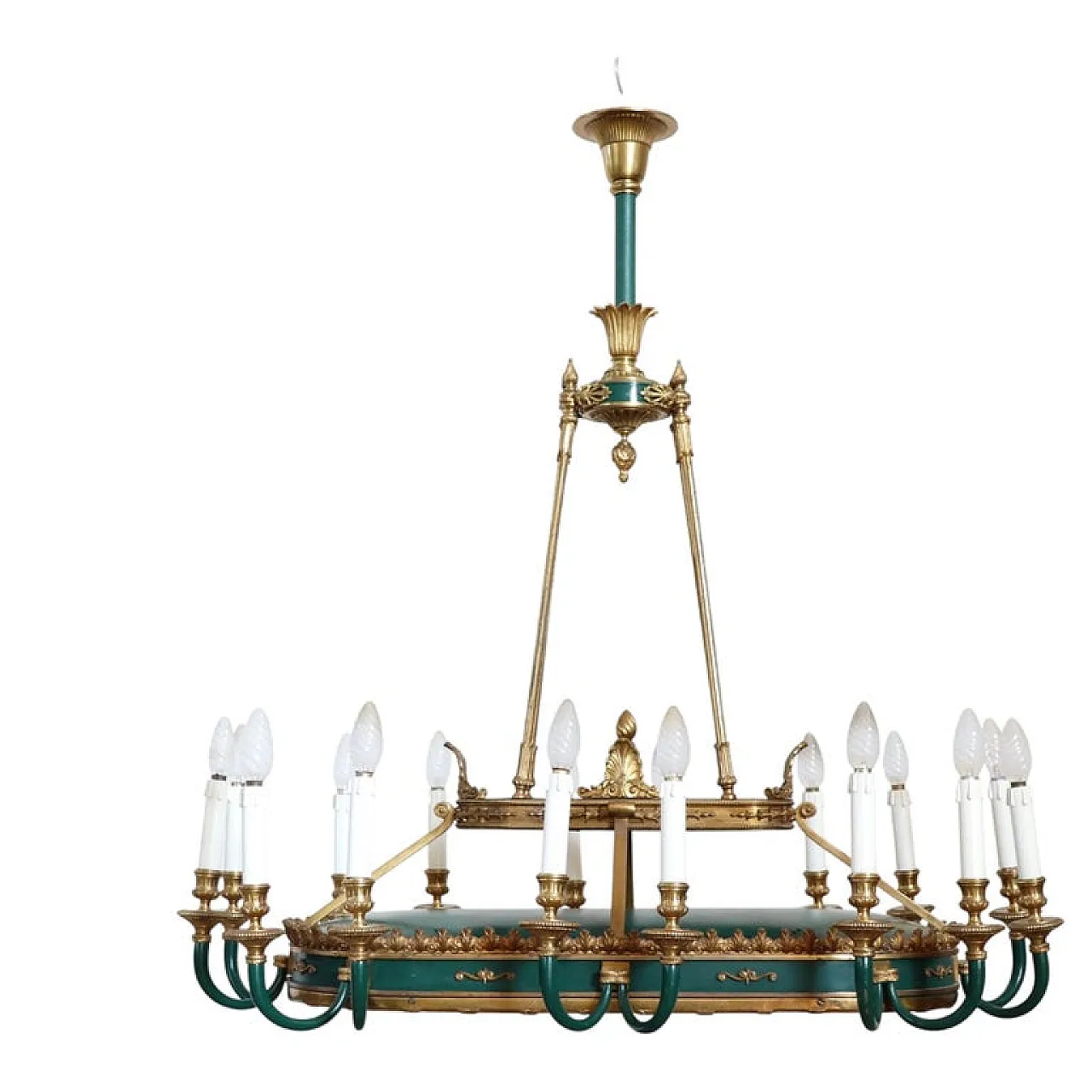 Maestoso lampadario 20 luci in bronzo, inizi '900 1