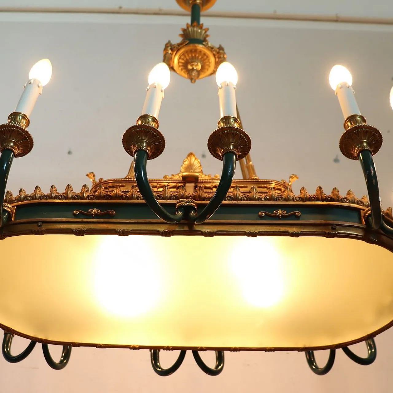 Maestoso lampadario 20 luci in bronzo, inizi '900 5