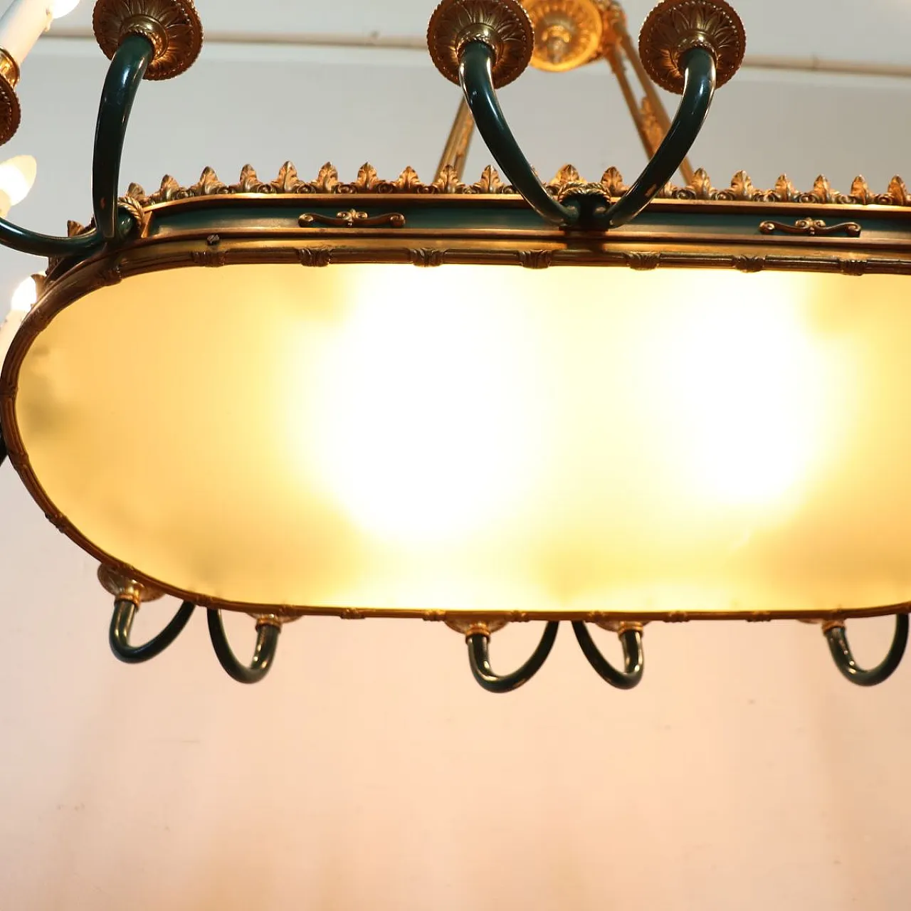 Maestoso lampadario 20 luci in bronzo, inizi '900 6