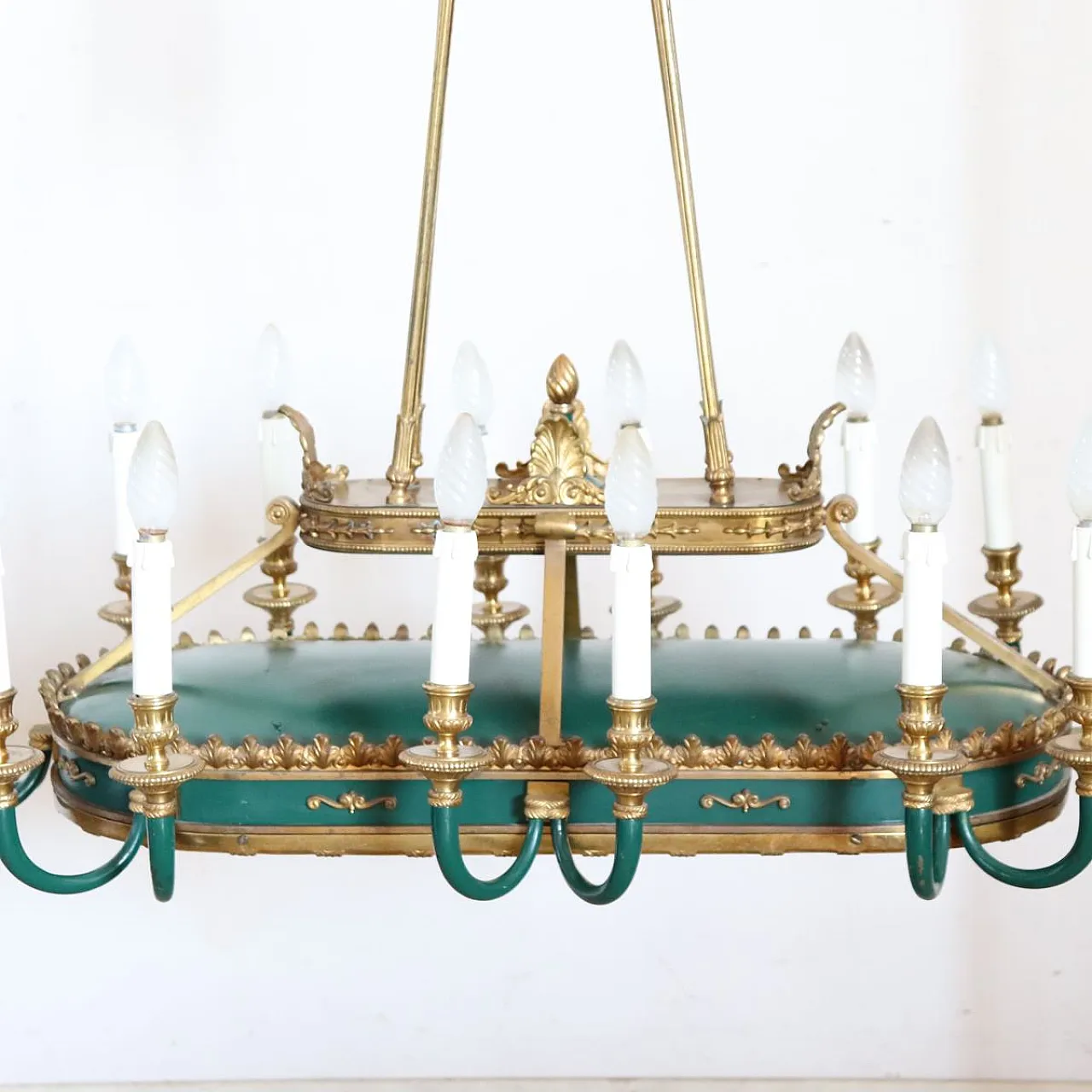 Maestoso lampadario 20 luci in bronzo, inizi '900 7