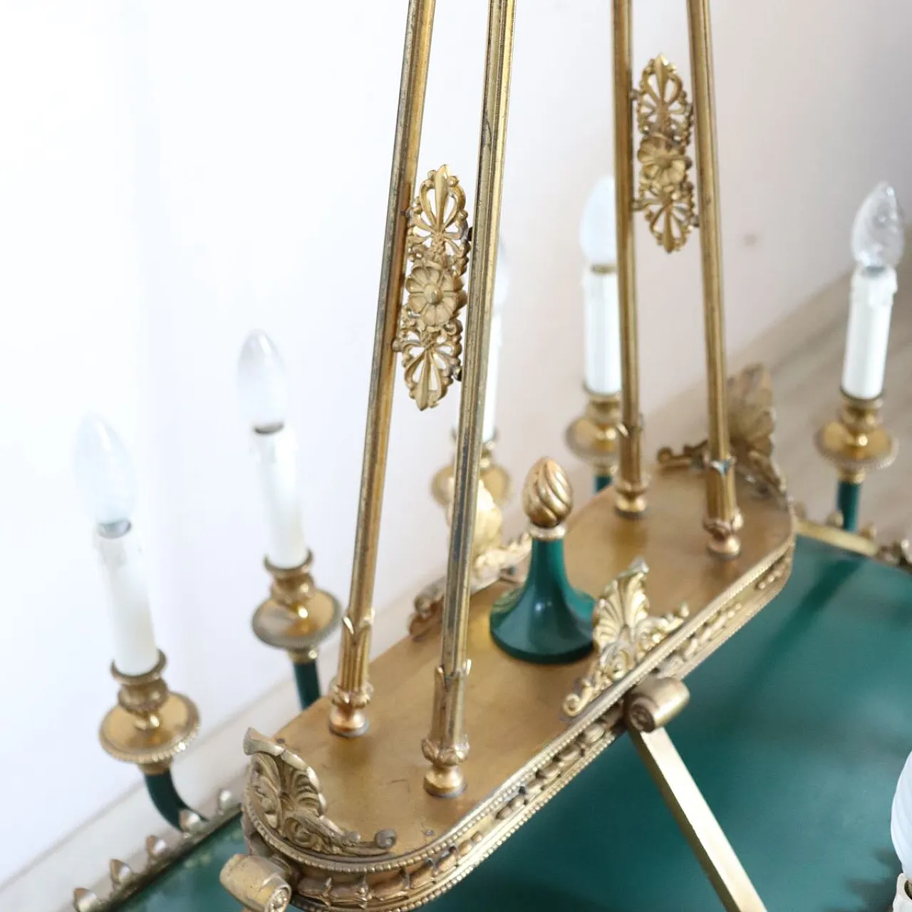 Maestoso lampadario 20 luci in bronzo, inizi '900 10