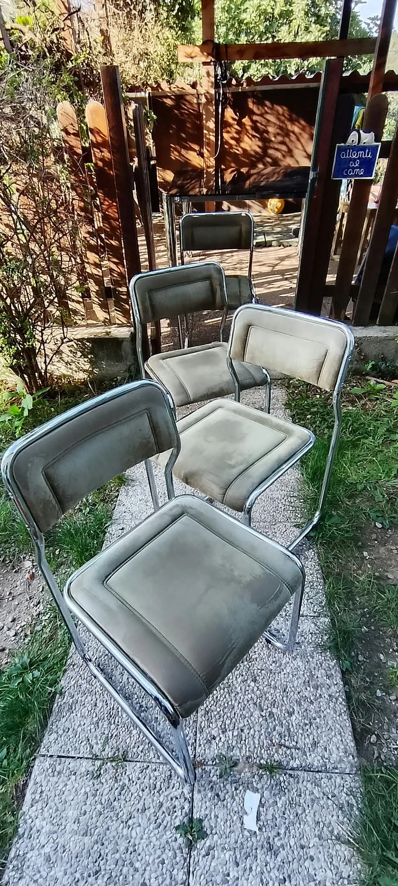 4 Cantilever chairs and smoked glass table, 1970s 2