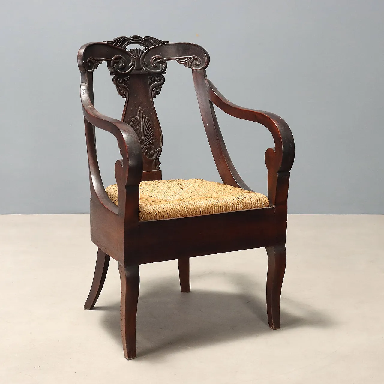 Restoration walnut armchair, 19th century 1