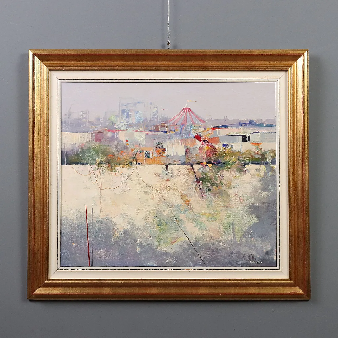 Painting by Temistocle Scola, oil on canvas, 20th century 1