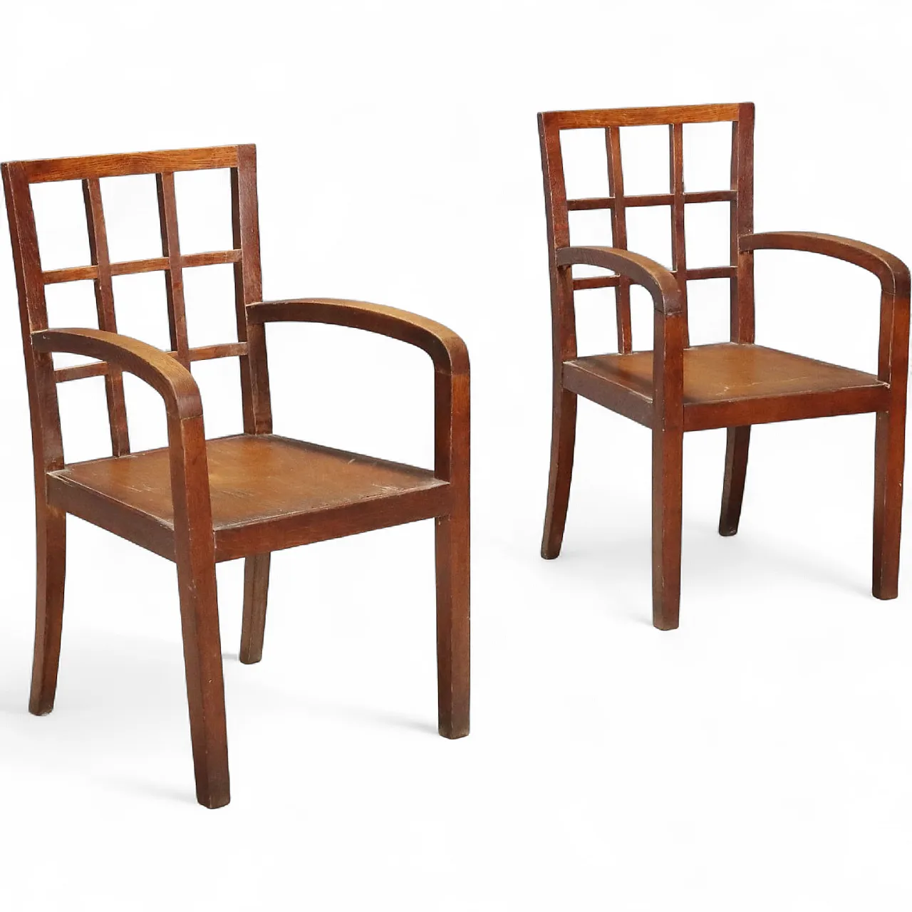 Pair of Art Deco oak armchairs, 20th century 9