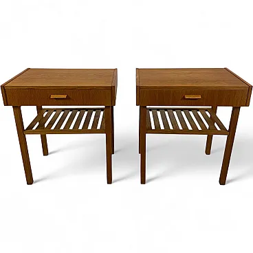 Pair of Swedish teak bedside tables with Scandinavian design, 1960s