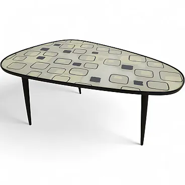 Mid-century low table in Formica and wood, 1970s