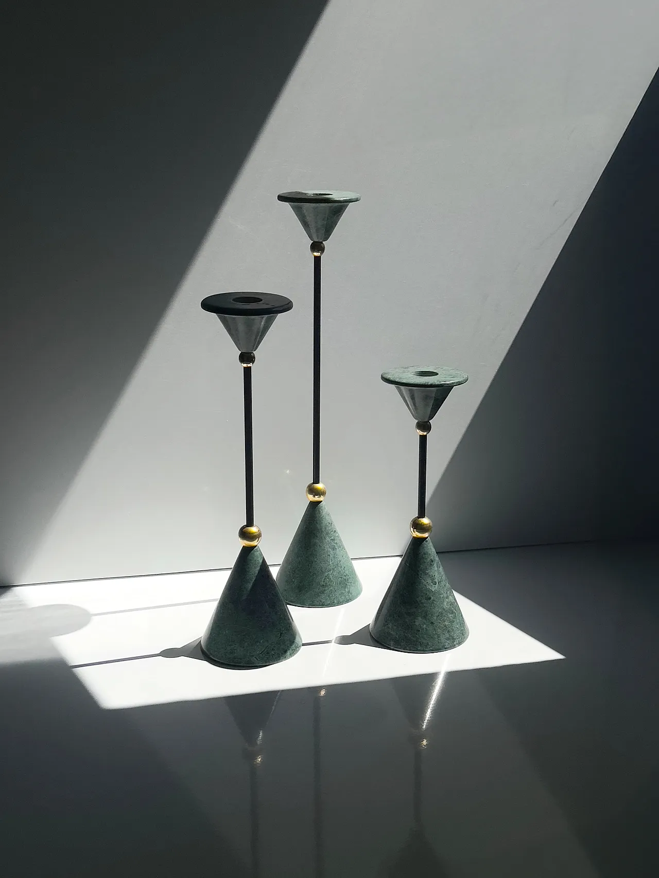 Set of 3 postmodern candlesticks attributed to Christian de Beaumont 1