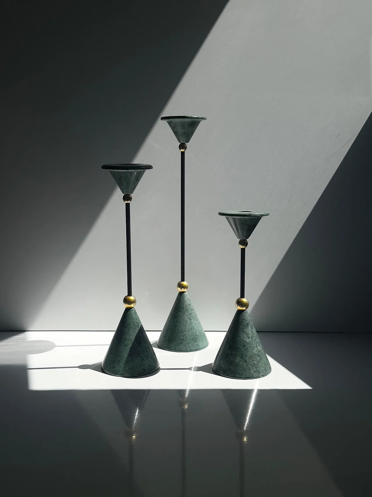 Set of 3 postmodern candlesticks attributed to Christian de Beaumont 2