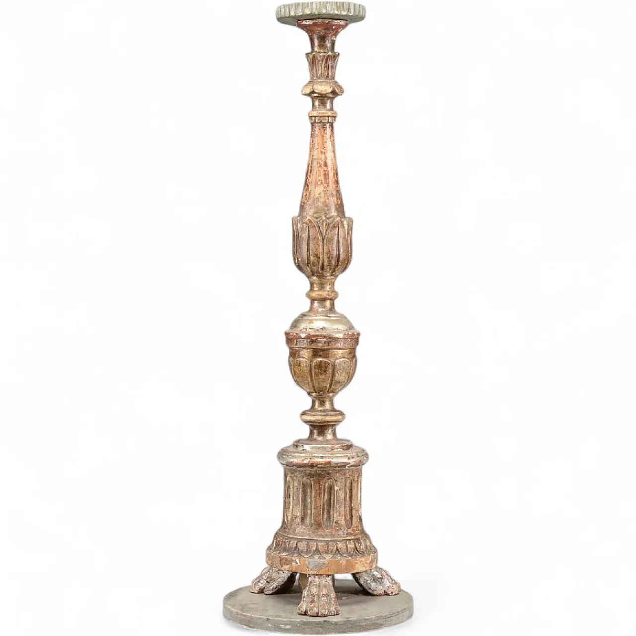 Lacquered wooden candlestick with marble base, 19th century 8