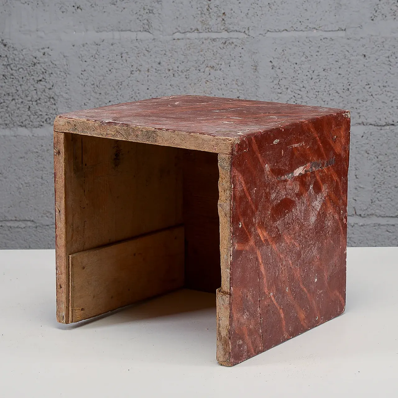 Lacquered wooden cube, support base, 20th century 3