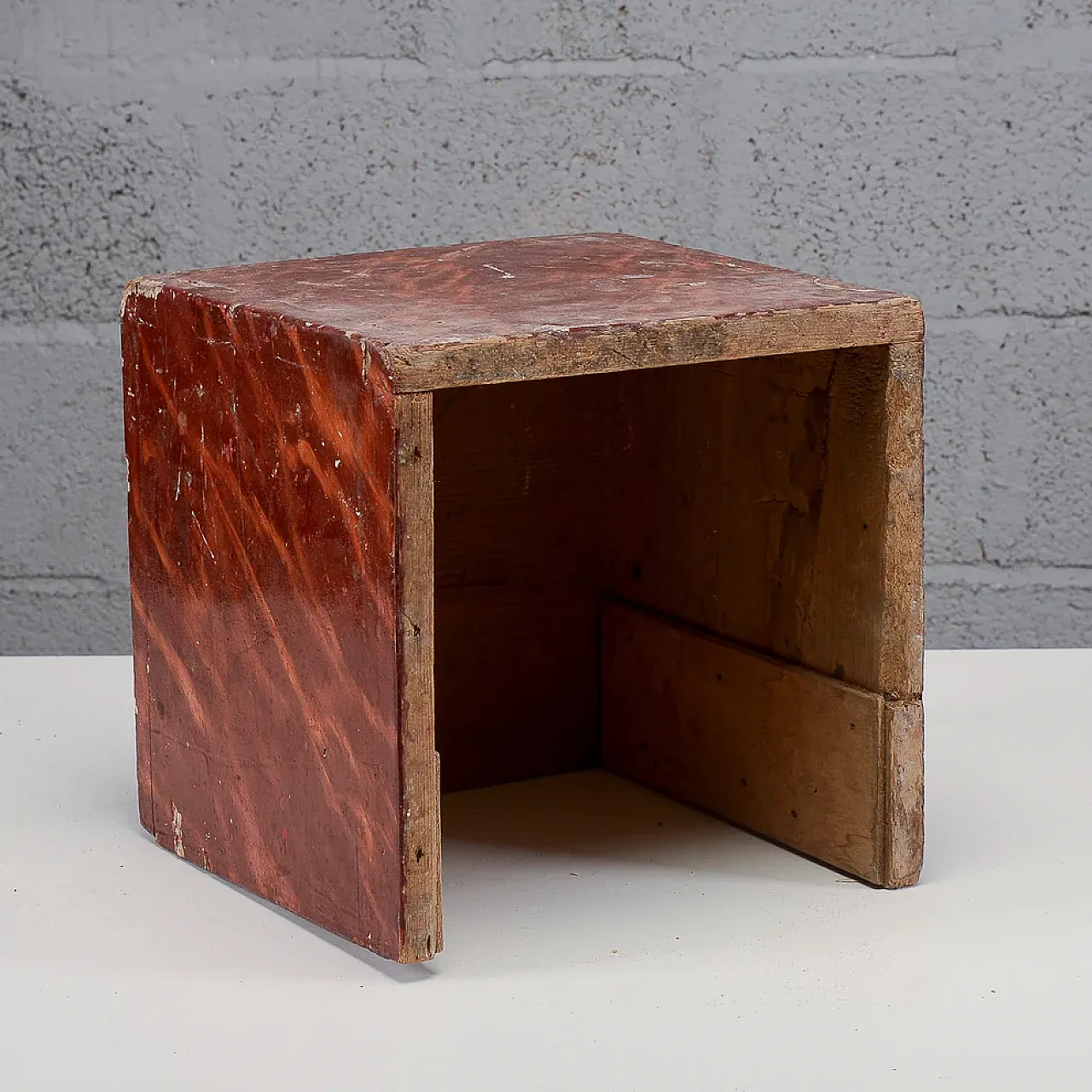 Lacquered wooden cube, support base, 20th century 4