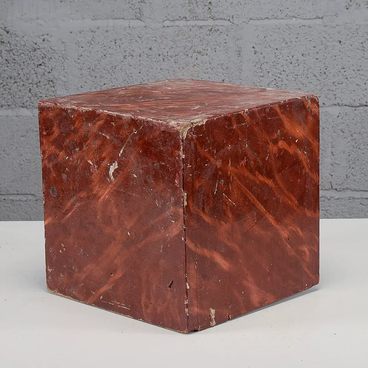 Lacquered wooden cube, support base, 20th century 5