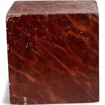 Lacquered wooden cube, support base, 20th century