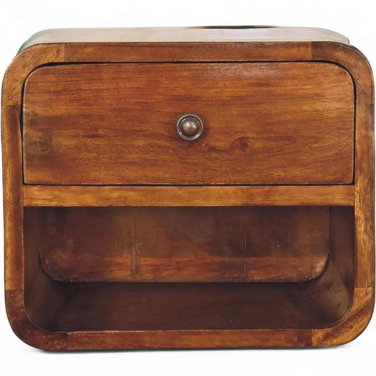 Mini Curve floating bedside table in solid mango wood, 2000s 11