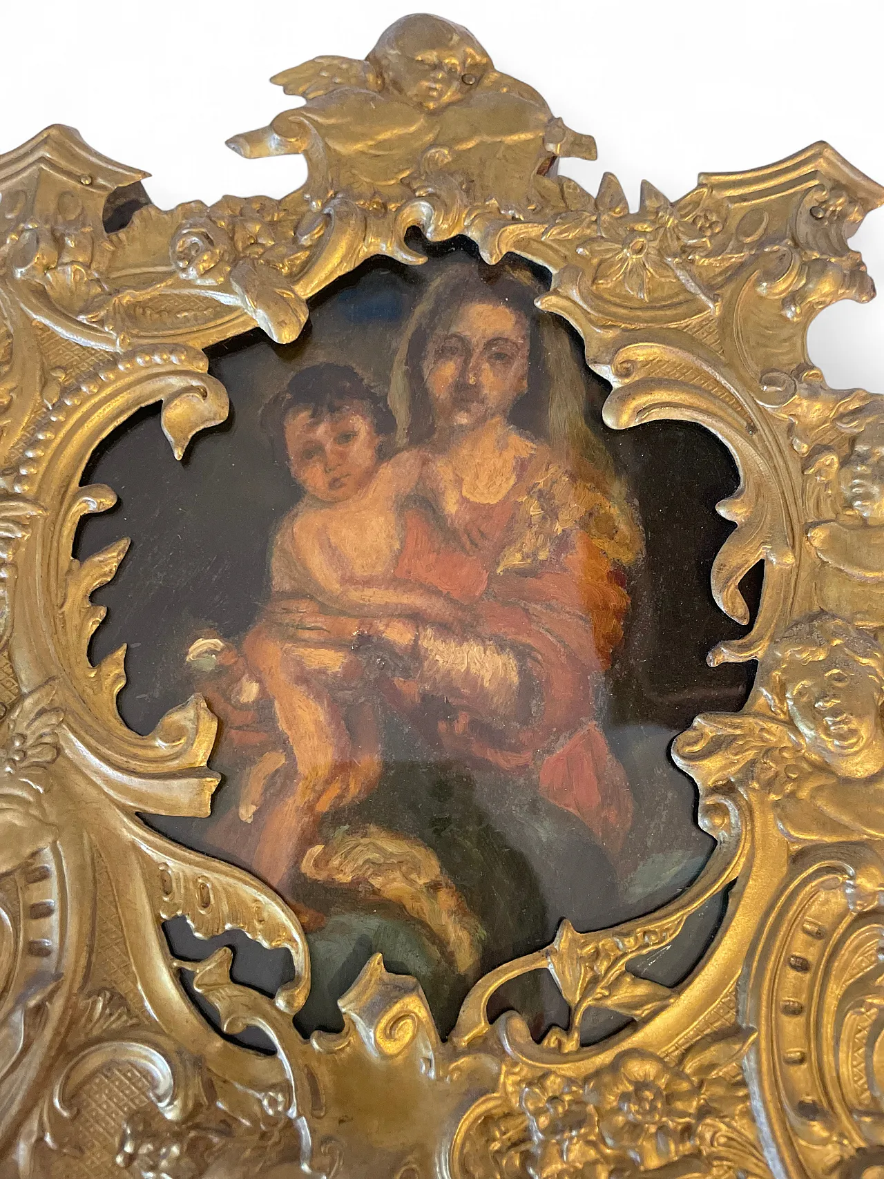 Pair of sacred icons in brass shell frames, 19th century 6
