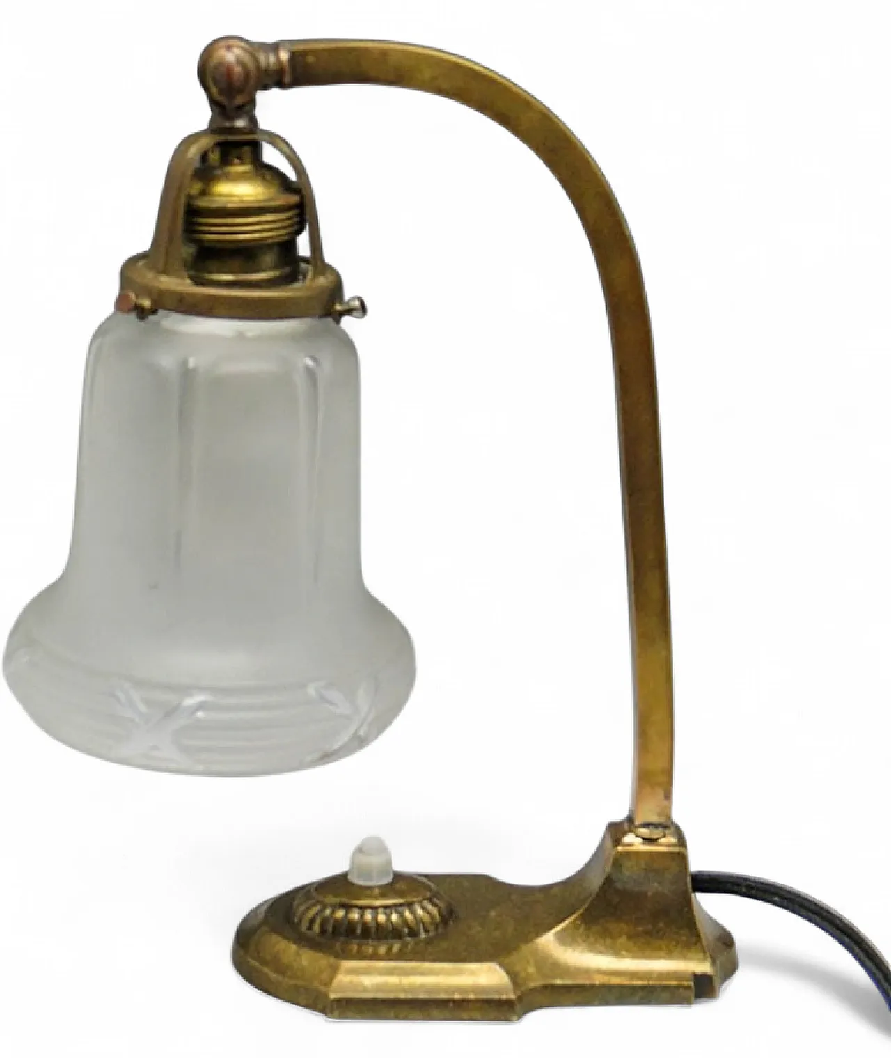 Lampada da notte Art Nouveau in vetro e metallo, Germania, primi del Novecento. 9