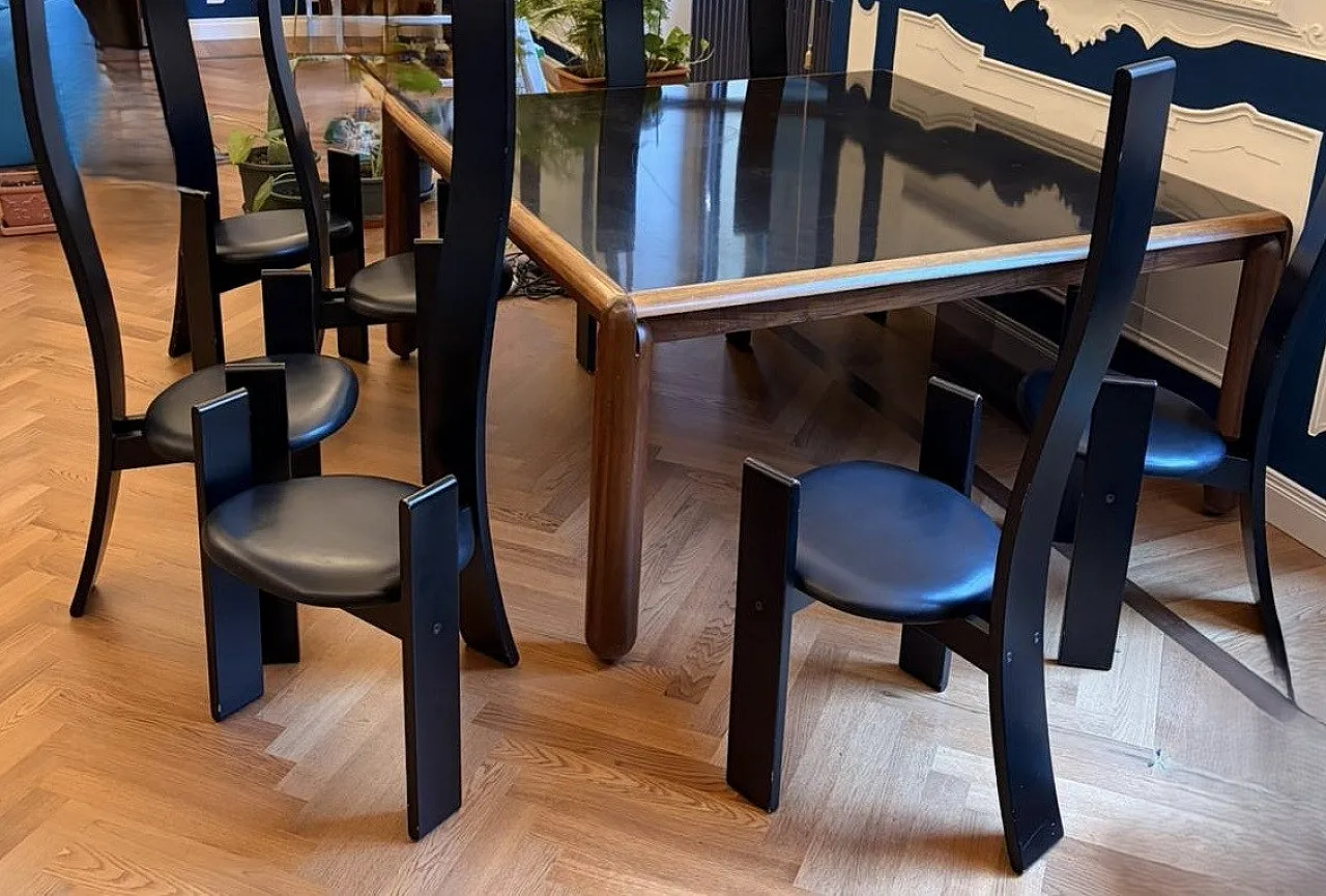 Postmodern style dining table and chairs, 70s 1