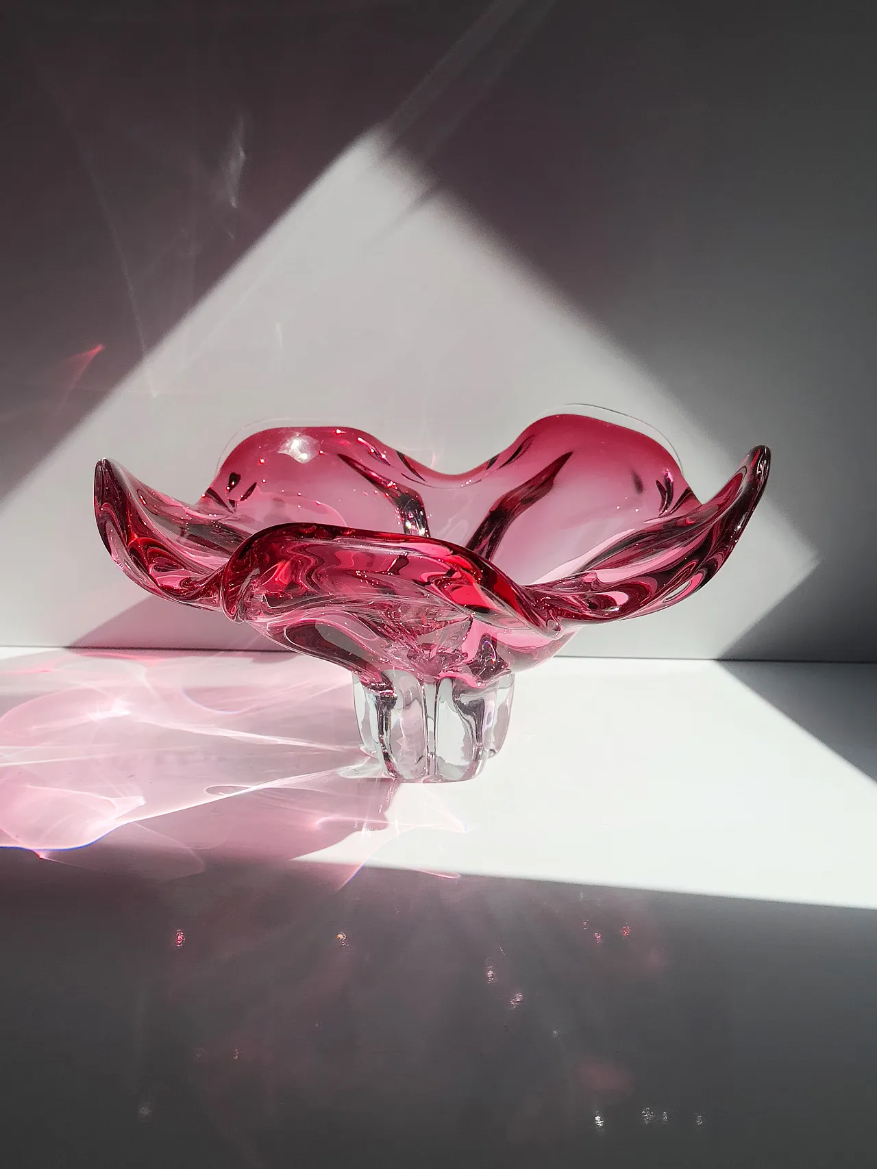 Josef Hospodka Large Cranberry Glass Bowl, Czechoslovakia, 1960s 1