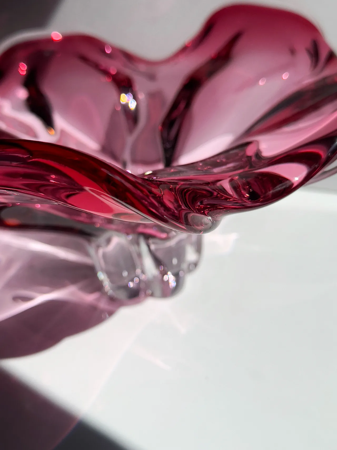 Josef Hospodka Large Cranberry Glass Bowl, Czechoslovakia, 1960s 2