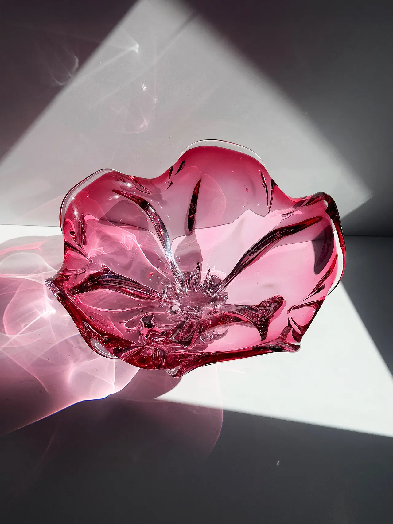 Josef Hospodka Large Cranberry Glass Bowl, Czechoslovakia, 1960s 4