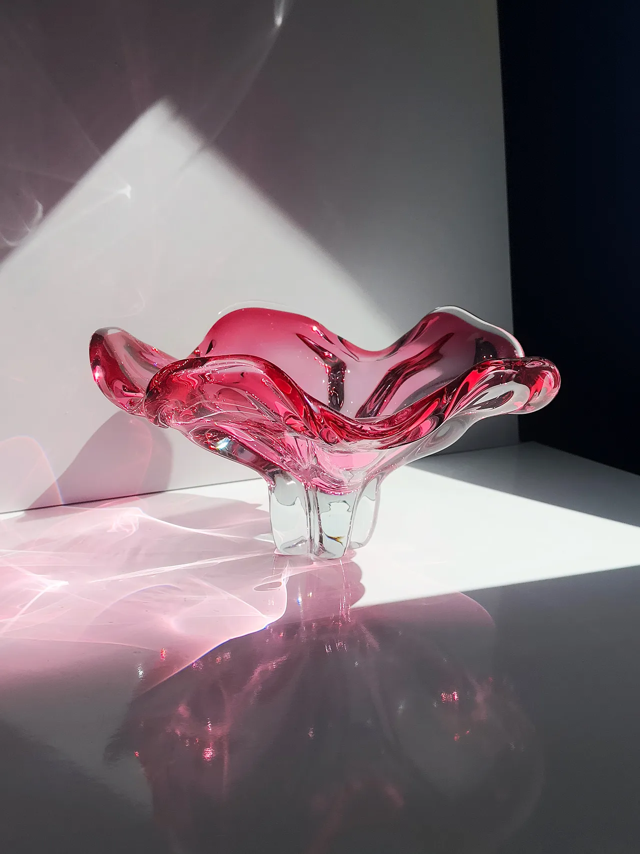 Josef Hospodka Large Cranberry Glass Bowl, Czechoslovakia, 1960s 5