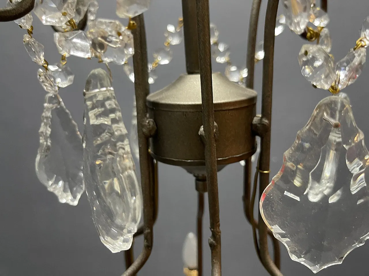 Large wrought iron and crystal chandelier, 1980s 5